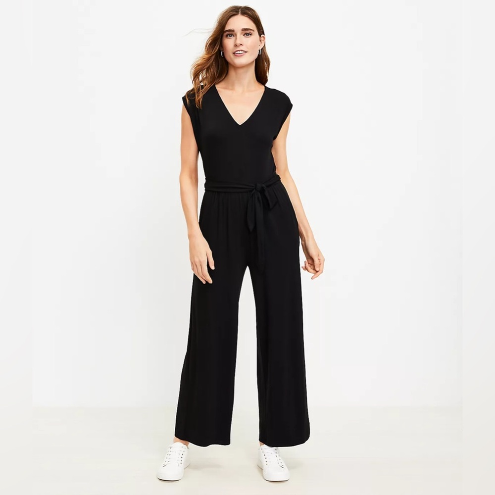 LOFT Petite Tie Waist Jumpsuit XXSP